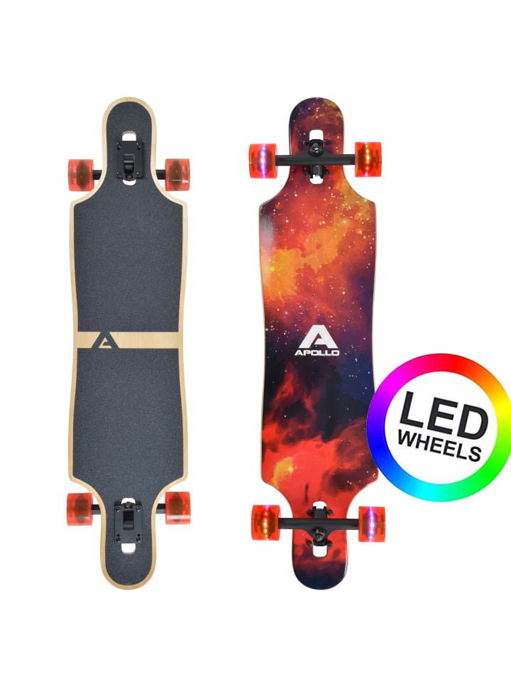 

Apollo Лонгборд Twin Tip DT "Redshift - LED Wheels" в красно-черном цвете