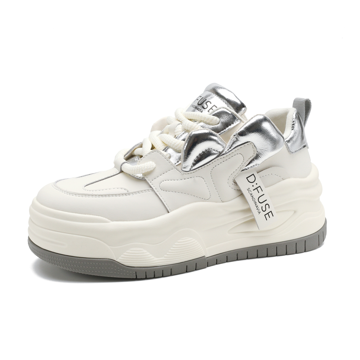 

Кроссовки D:FUSE SCANDINAVIA Skateboarding Shoes Women's Low-top Off White/Silver, белый/серебряный