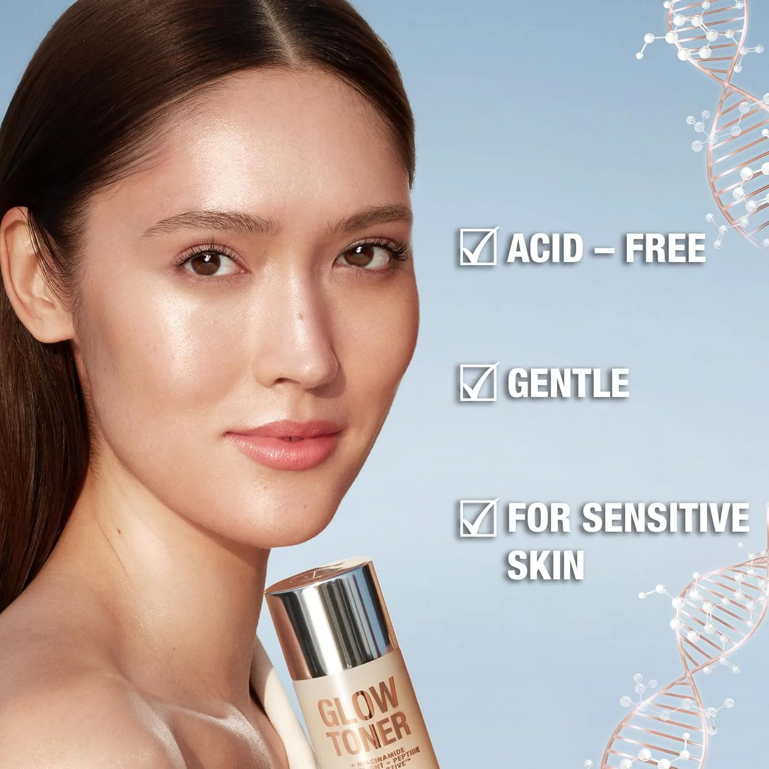 Тоник для лица Charlotte Tilbury Glow Face Toner - отшелушивающий тоник для жирной кожи - помогает уменьшить видимость пор, увлажняет и придает коже упругость - с нежным ароматом розы и лимона. 148 мл (1 шт.) — фото 2