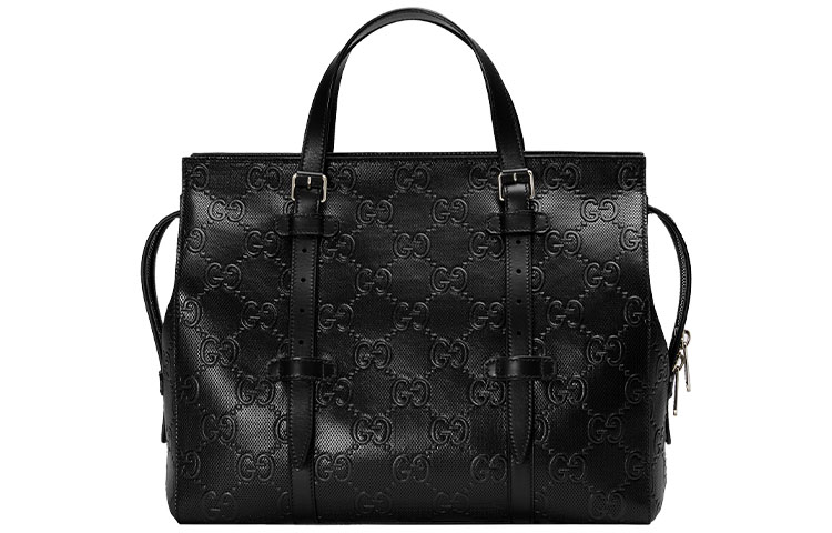 Кожаная сумка-шоппер через плечо кроссбоди ручная мужская черная GUCCI — фото 4