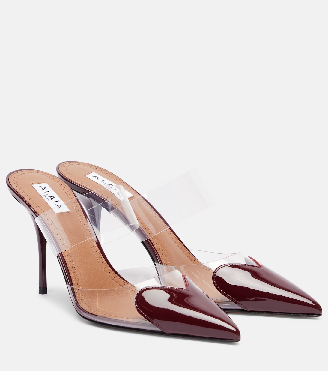 Le Cœur 90 мюли из лаковой кожи и полиуретана Alaïa, Rouge Grenat