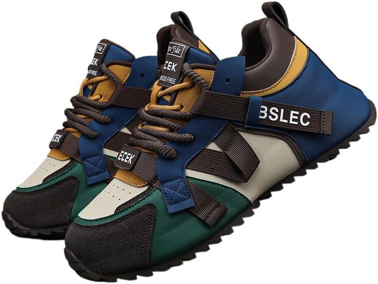 

Мужские кроссовки больших размеров - универсальные, противоскользящие повседневные обувь на все сезоны, шнуровка, верх из искусственной кожи Fmshi, бирюзовый