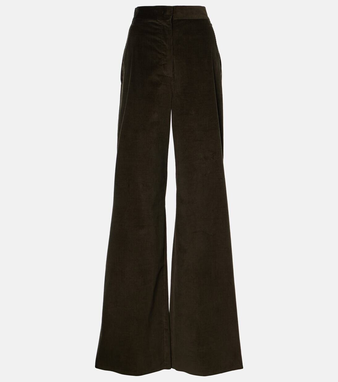 

Расклешенные брюки из хлопкового вельвета Tritone Max Mara, цвет kaki scuro
