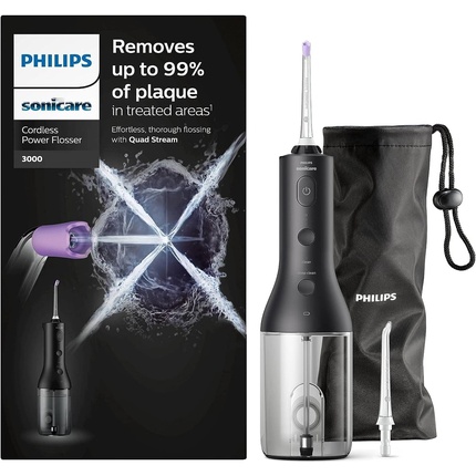 

Sonicare Wireless Power Flosser 3000 Water Flosser для ухода за зубами и деснами, черная модель Hx3826/33, Philips