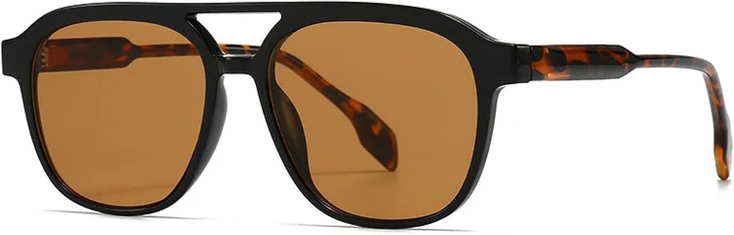 

Женские солнцезащитные очки с двойной перемычкой, роскошные солнцезащитные очки в стиле ретро для мужчин, градиентные солнцезащитные очки с защитой от УФ-излучения UV400 TKKTLLT, Black Leopard Tea