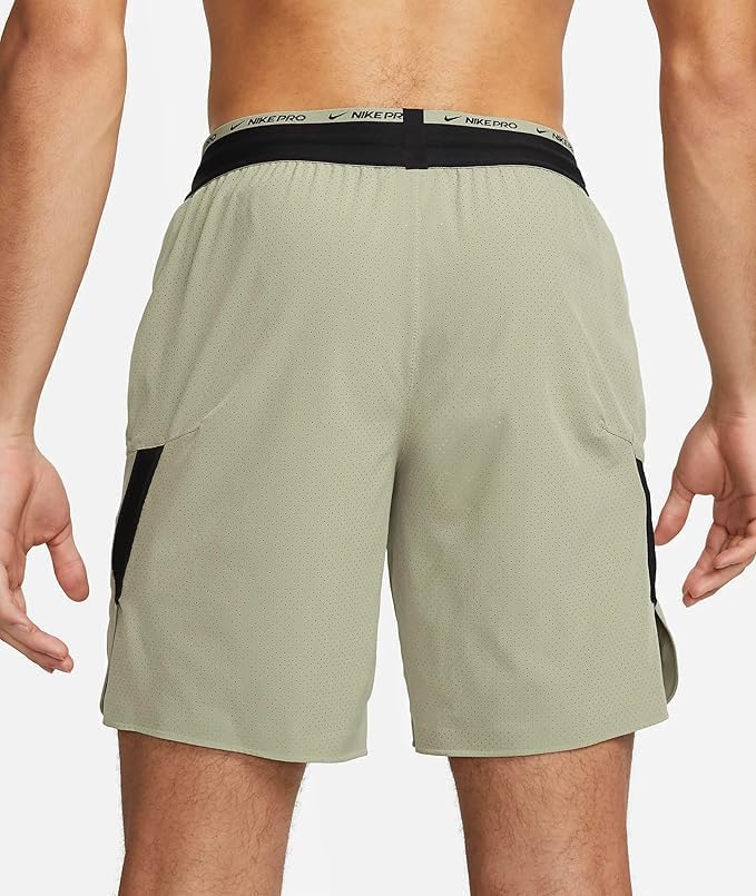 Мужские тренировочные шорты Nike Dri Fit Flex Rep Pro Collection без подкладки, нейтральный оливковый/черный, Neutral Olive/Black — фото 3