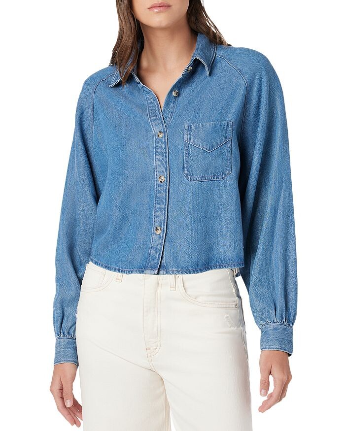 

Укороченная джинсовая рубашка на пуговицах Hudson спереди, синий