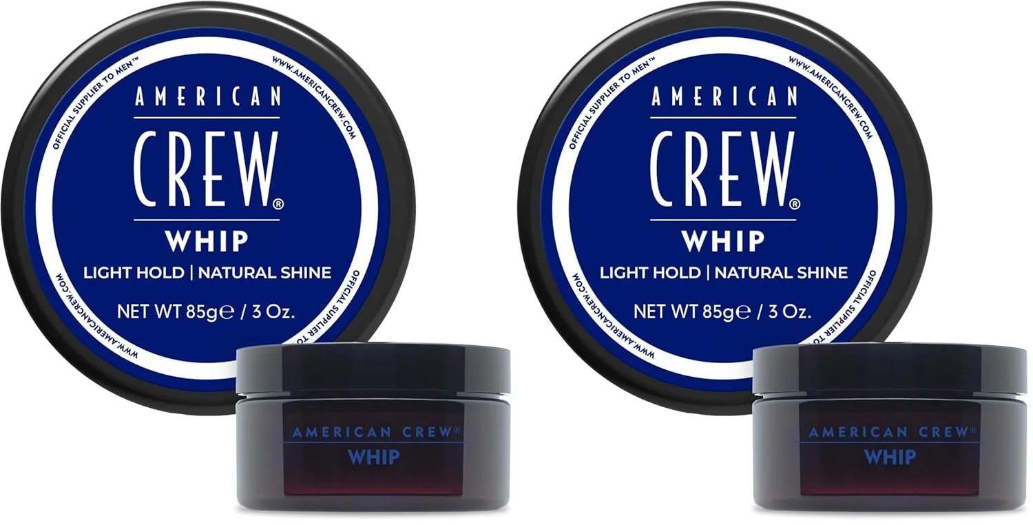 Крем для укладки волос AMERICAN CREW Men's Whip Styling Cream, похожий на гель для волос, с легкой фиксацией и естественным блеском, 85 г (упаковка из 2 шт.) 170.10 г (2 шт.)