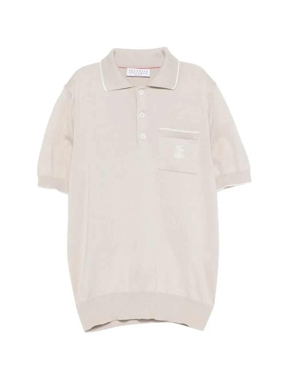 Рубашка поло с нагрудным карманом Brunello Cucinelli Kids, бежевый