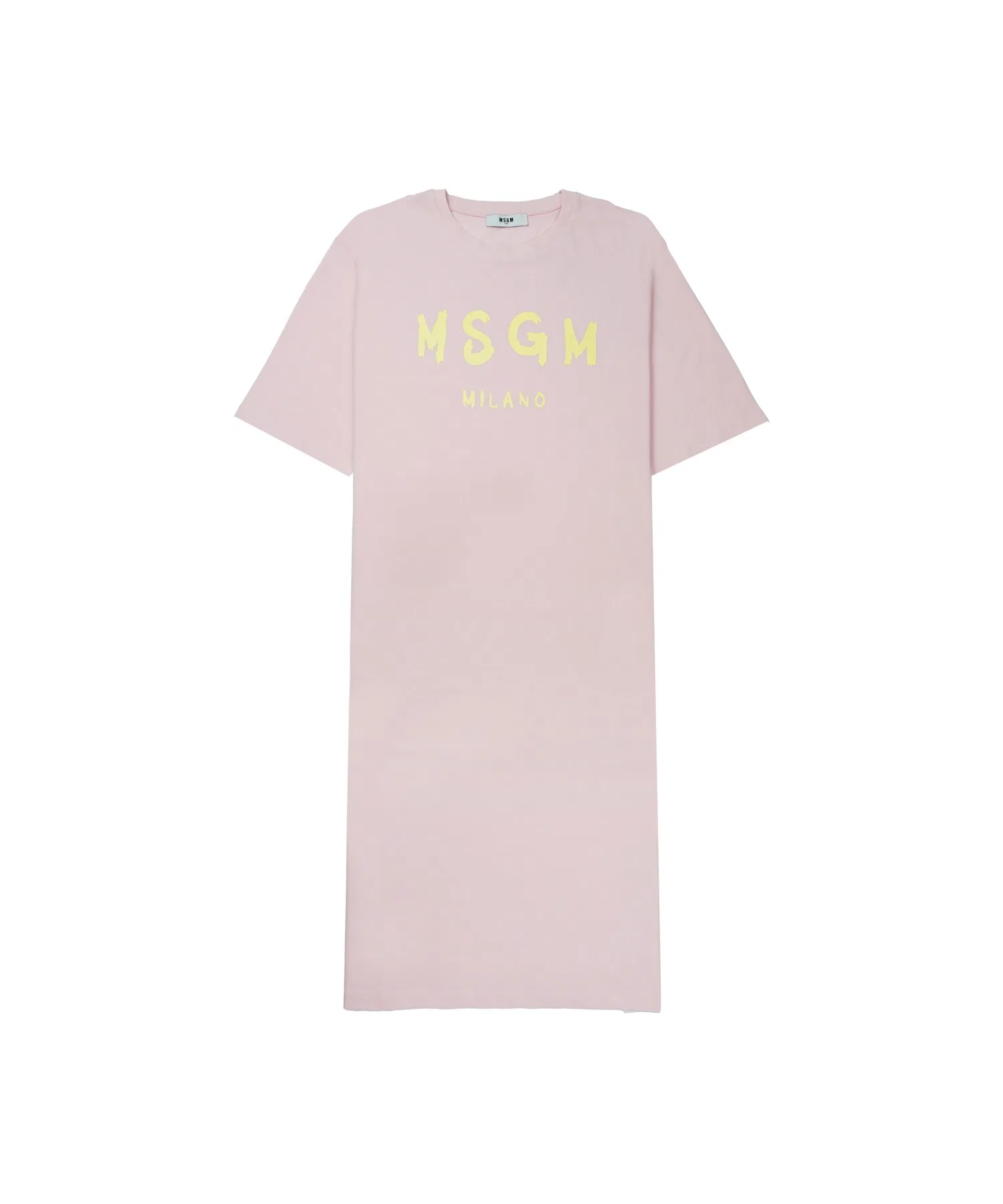 Детское платье-футболка MSGM KIDS с логотипом кистью розовое