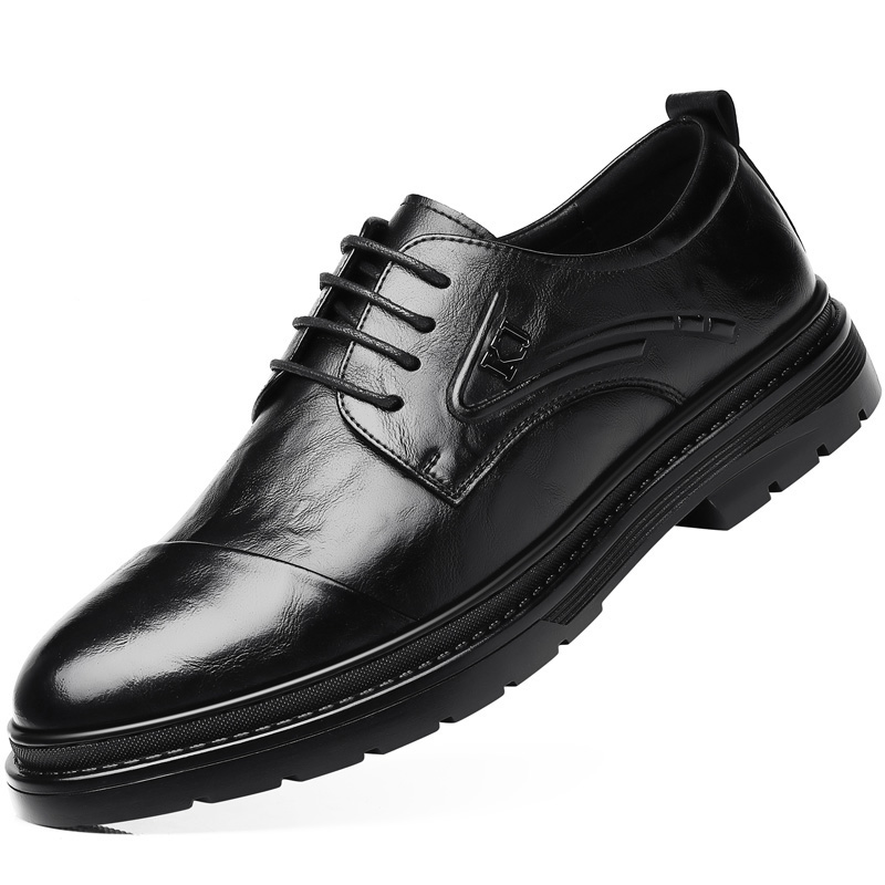 Мужские повседневные туфли KJ-523 Black со скрытой платформой, цвет KJ-523 Black Hidden Wedge — фото 3
