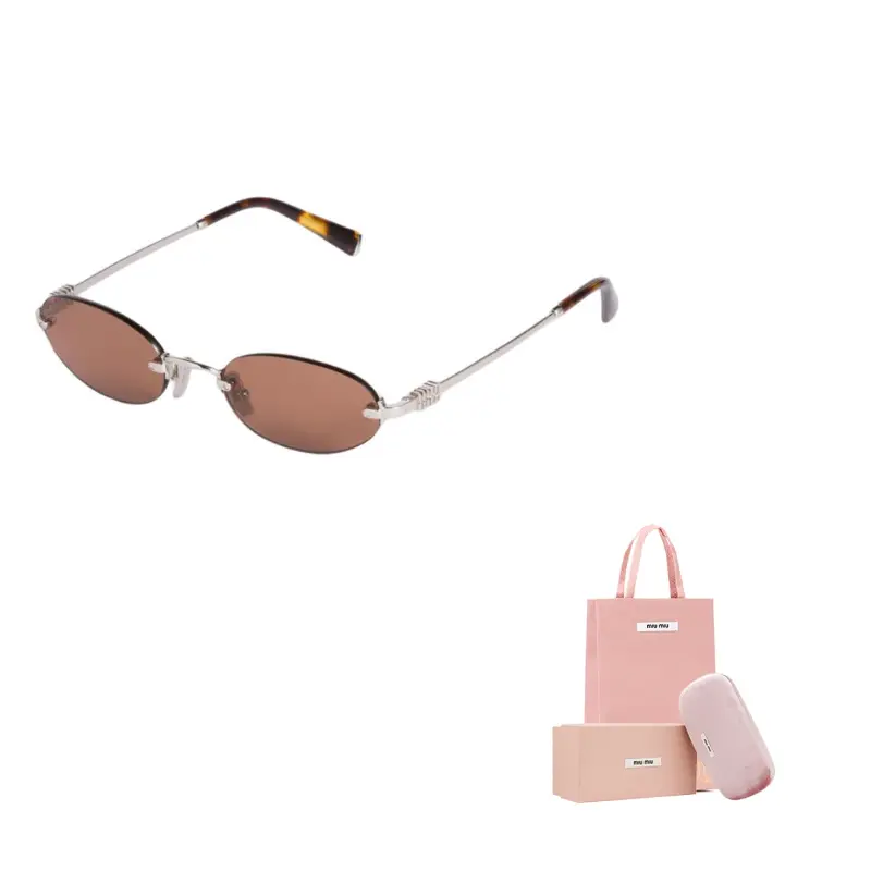 

MIU MIU Металлические овальные солнцезащитные очки женские коричневые, Brown