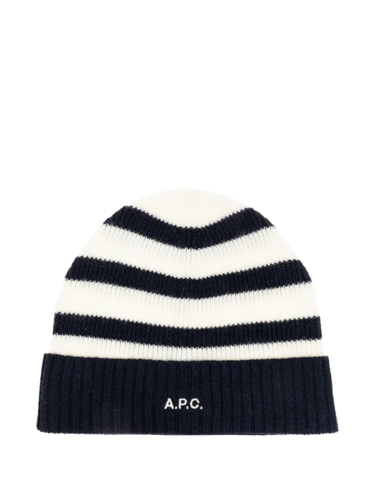 

A.P.C. полосатая шапка бини в рубчик, белый