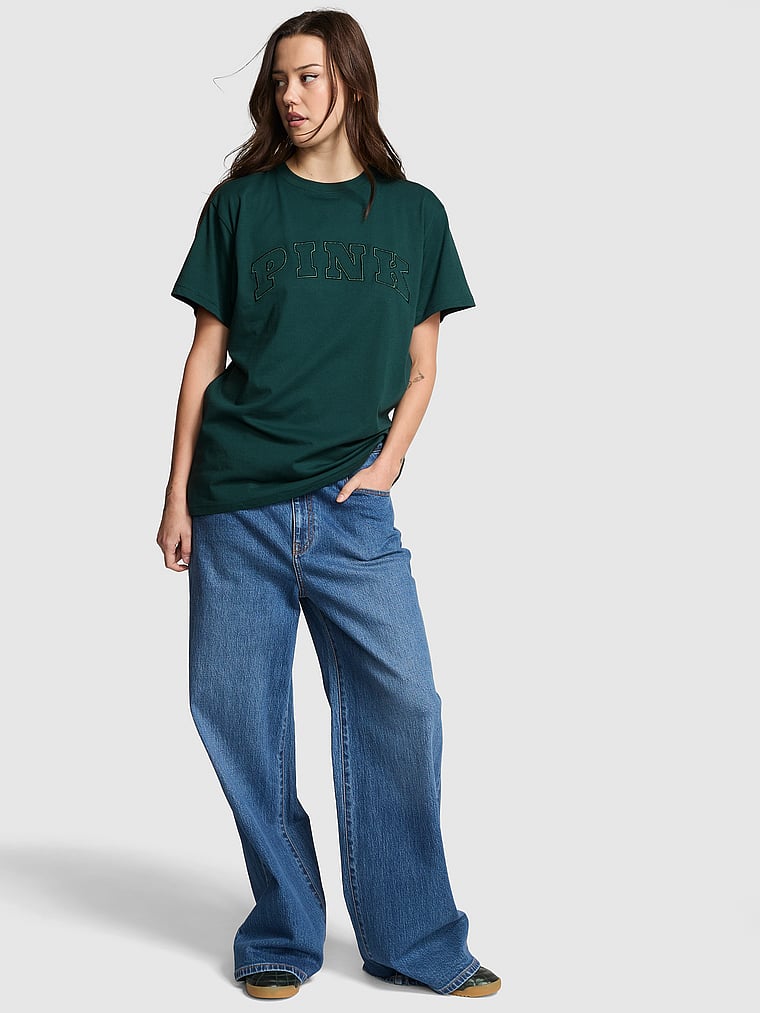 

Хлопковая футболка кампуса Pink, deep forest