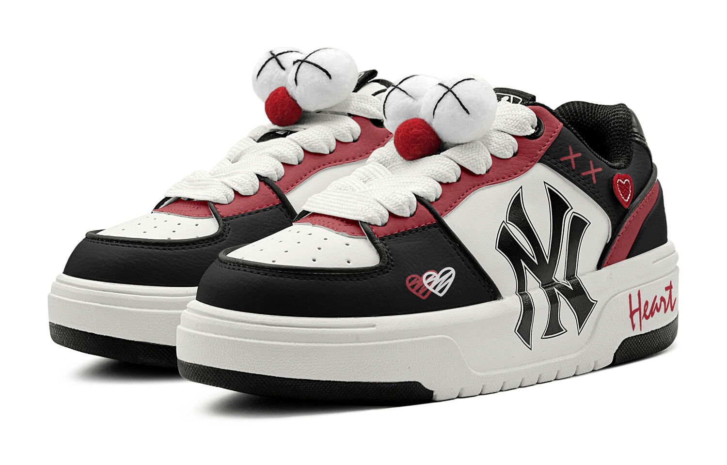 Кроссовки MLB Chunky Liner Skateboarding Shoes Unisex Low-top Black/Red/White, красный — фото 4