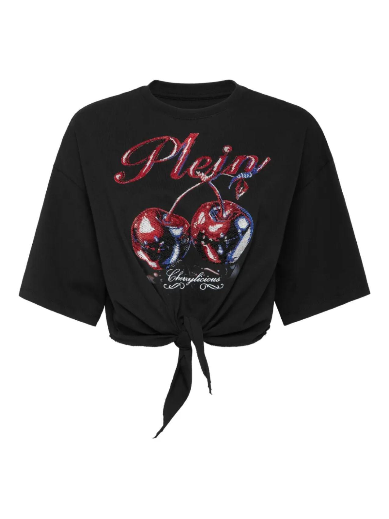 

Укороченная футболка с принтом в виде вишни и банта Philipp Plein, черный