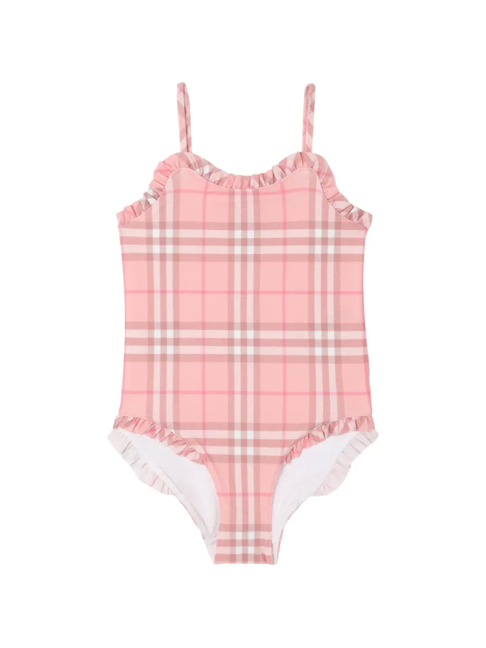 Купальник в клетку с оборками BURBERRY KIDS, розовый