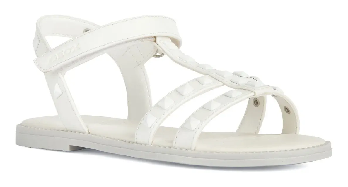 

Босоножки Geox "J SANDAL KARLY GIRL", летняя обувь, туфли на липучке, сандалии, с цветочной аппликацией, белый