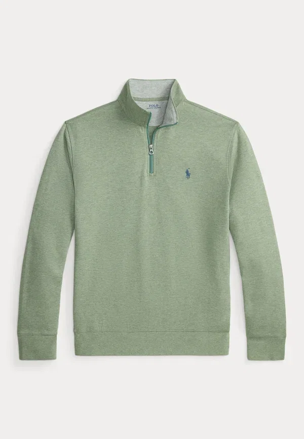 Свитер поло с четверть-застежкой-молнией Polo Ralph Lauren, зелёный меланж — фото 4