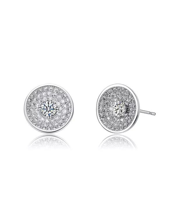 

Серьги-Гвоздики с многорядным концентрическим ореолом, покрытые белым золотом и прозрачными кубическими цирконами Rachel Glauber, white