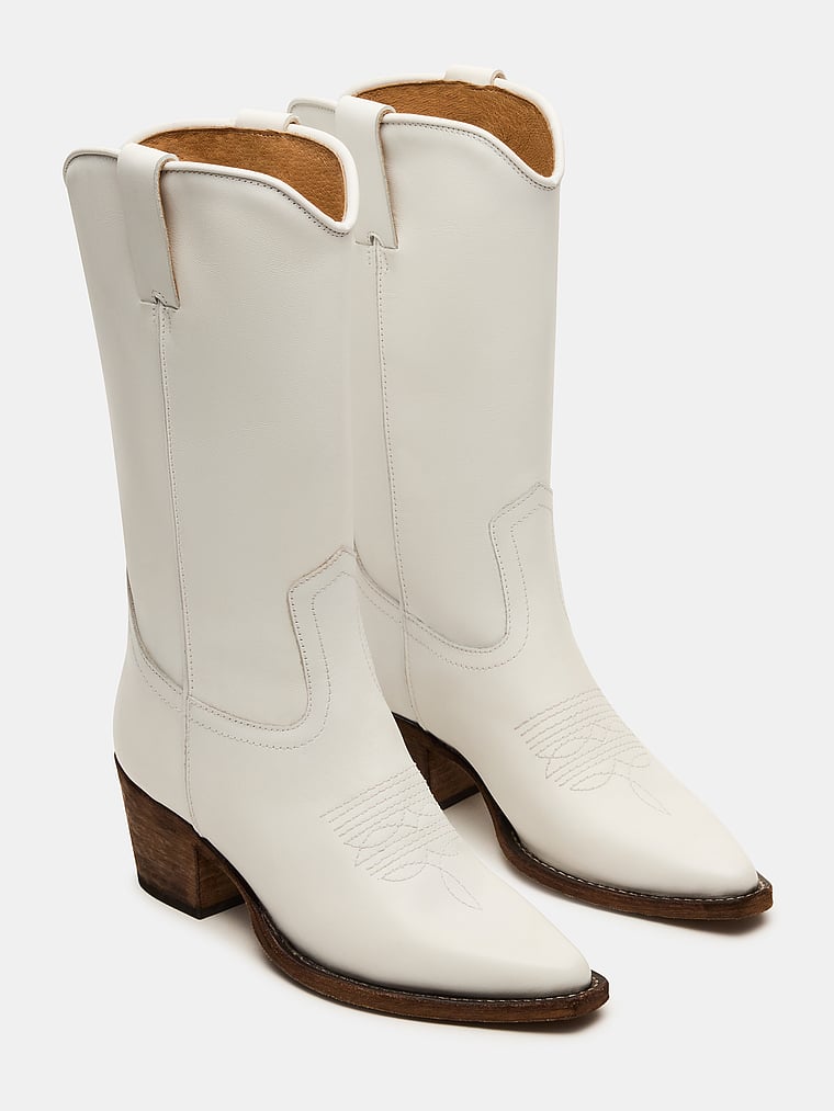 Женские ковбойские сапоги Steve Madden Albany кожаные, белый — фото 2