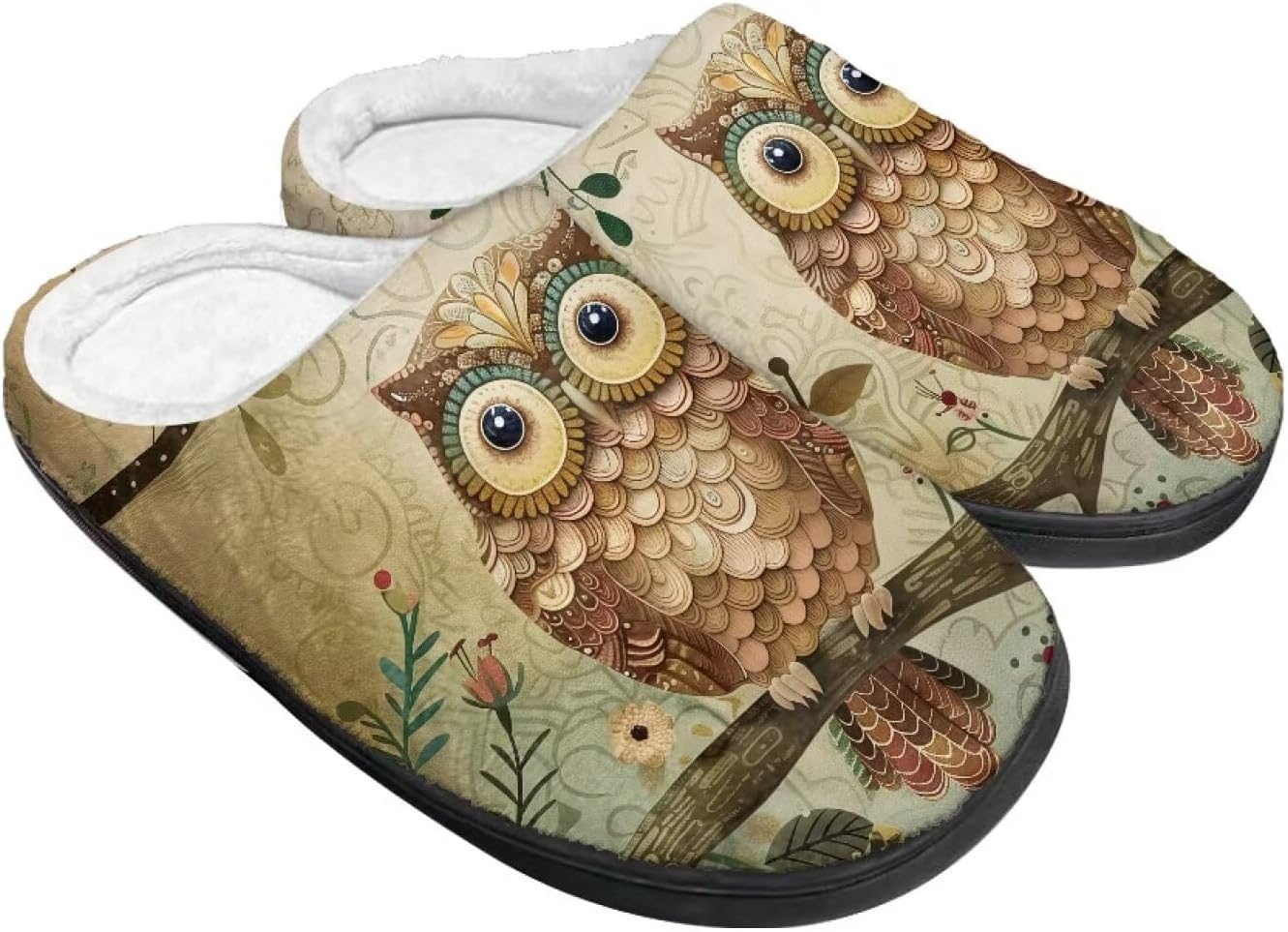 

Тапочки Tomeusey для женщин - домашние и хлопковые тапочки с противоскользящей подошвой, подарок для женщин и мужчин, Owl