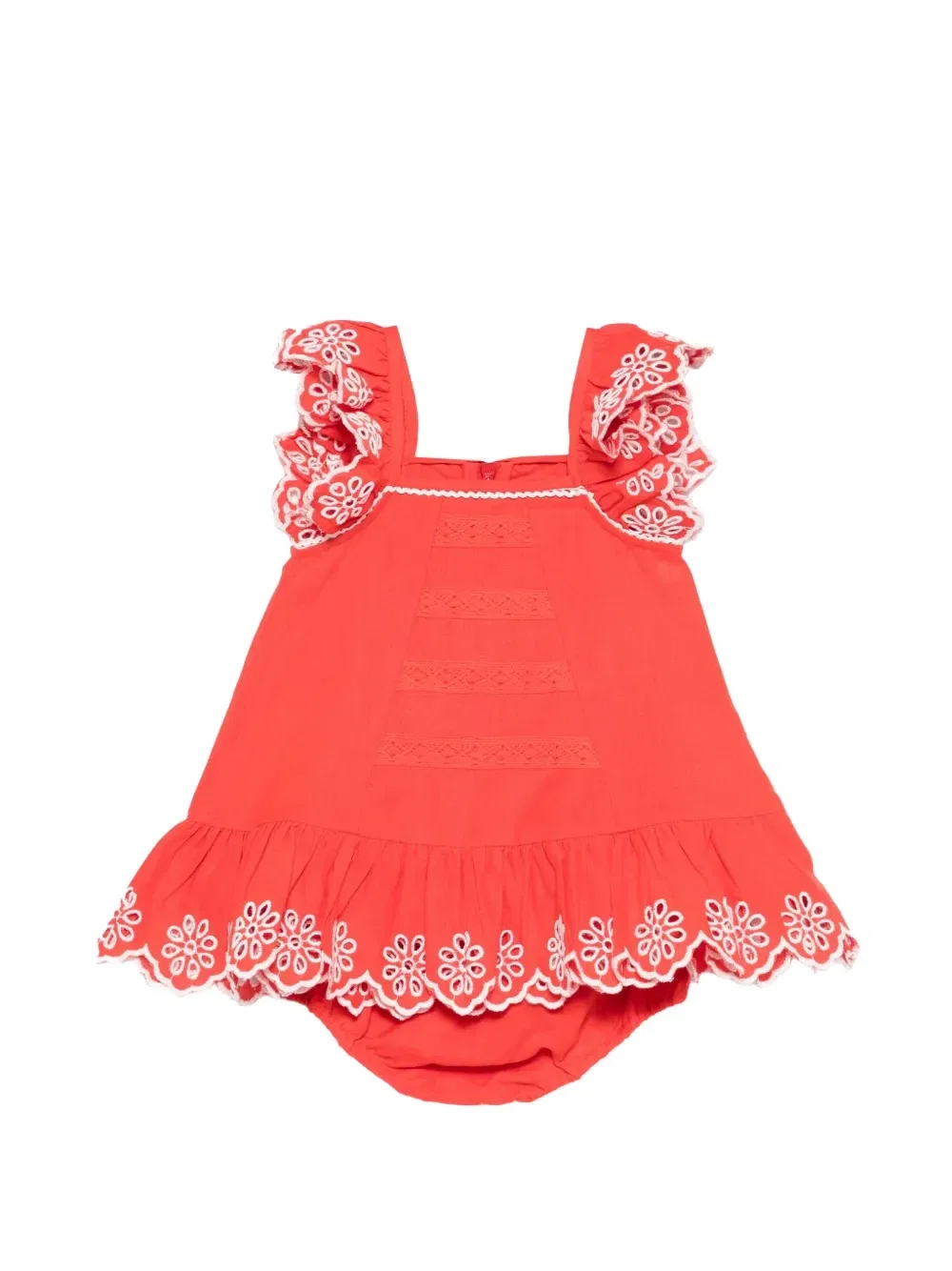 Платье с оборками и цветочным принтом Stella McCartney Kids, красный