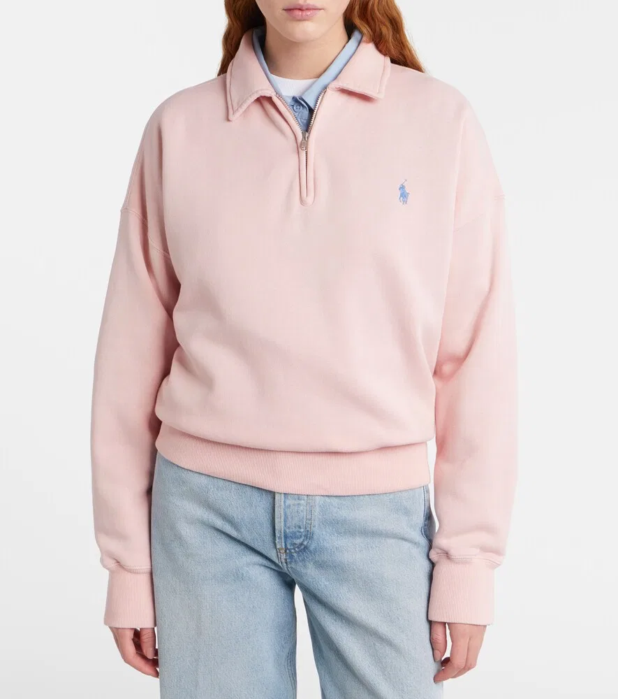 Толстовка из хлопкового флиса с застежкой-молнией до середины груди Polo Ralph Lauren, розовый — фото 3