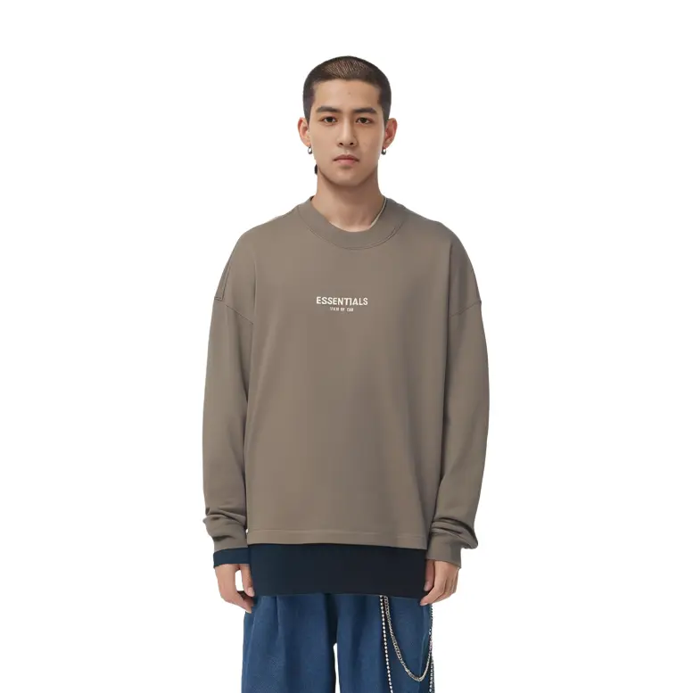 SS22 Толстовка мужская серо-коричневая Fear Of God Essentials, коричневый — фото 4