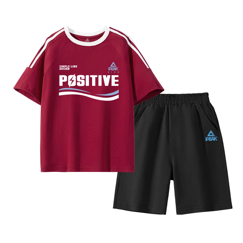 Детский спортивный костюм PEAK с круглым вырезом, Cherry Red/PK Blue