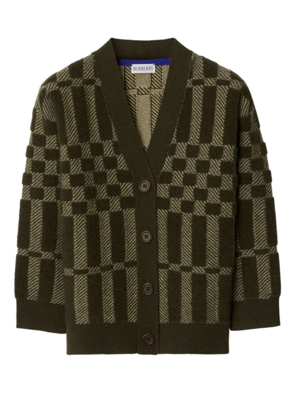 

Кардиган из смесовой шерсти вязки интарсия Burberry Kids, зеленый