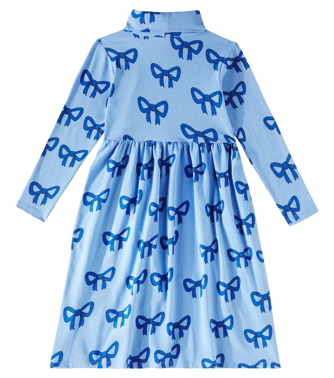 Платье-водолазка с бантом из хлопкового трикотажа Mini Rodini, синий — фото 3