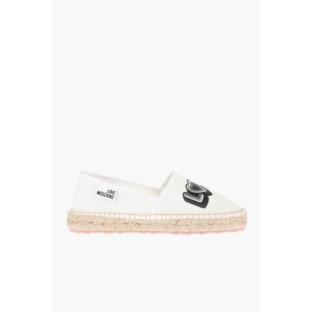 Эспадрильи LOVE из сетки с логотипом и подошвой из рафии Moschino, White — фото 3