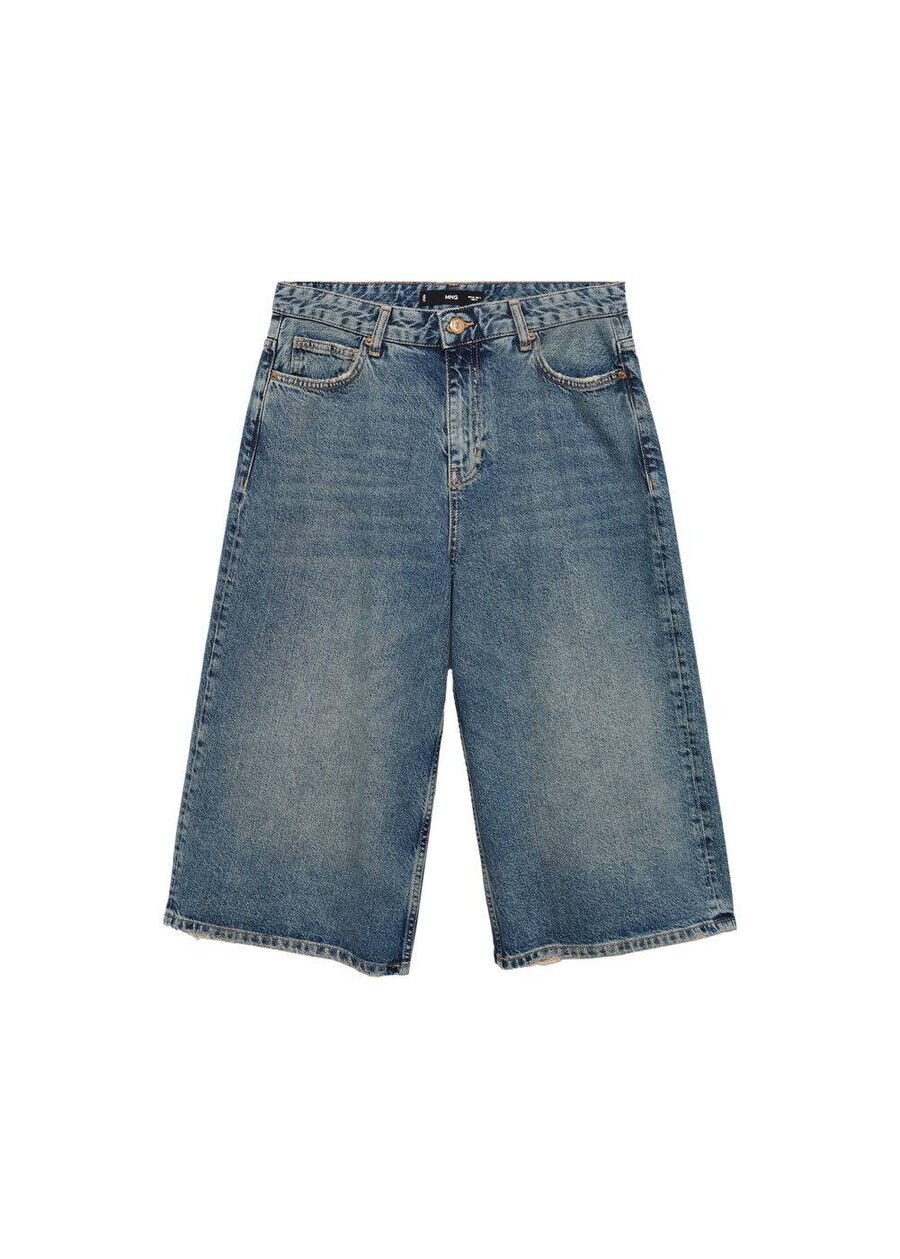 

Джинсовые шорты MANGO Wide leg Jeans Hazel, синий деним