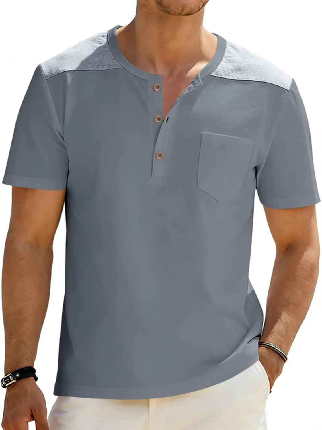 

Мужская футболка Henley с коротким рукавом, M-3XL WENKOMG1