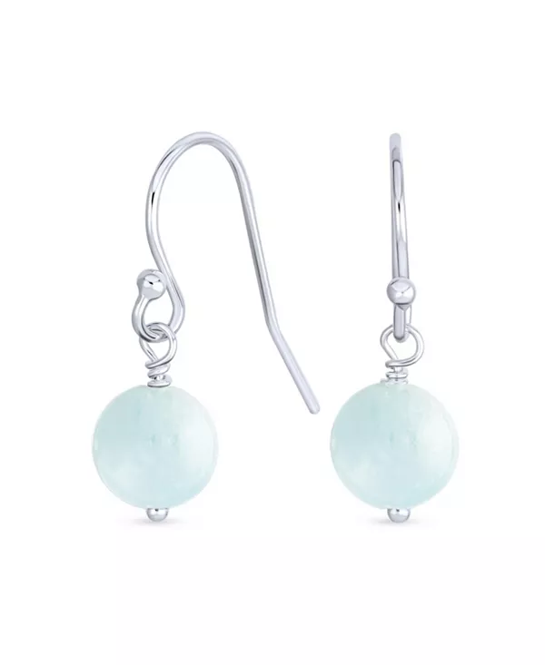 

Серьги-Подвески из простых круглых бусин диаметром 8 мм с рыболовным крючком из стерлингового серебра Bling Jewelry, aquamarine