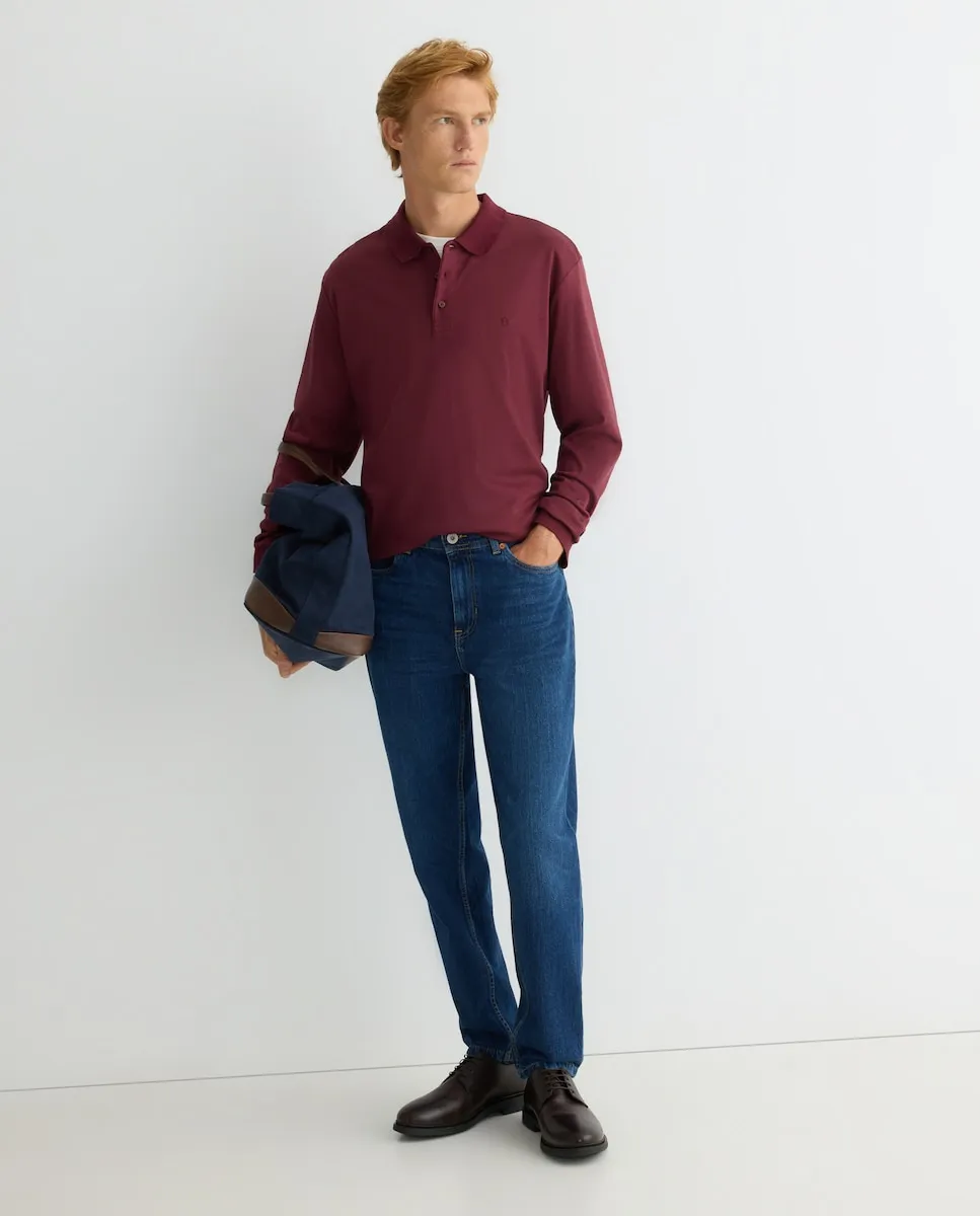 

Мужская рубашка-поло с длинным рукавом больших размеров Rushmore, гранатовый