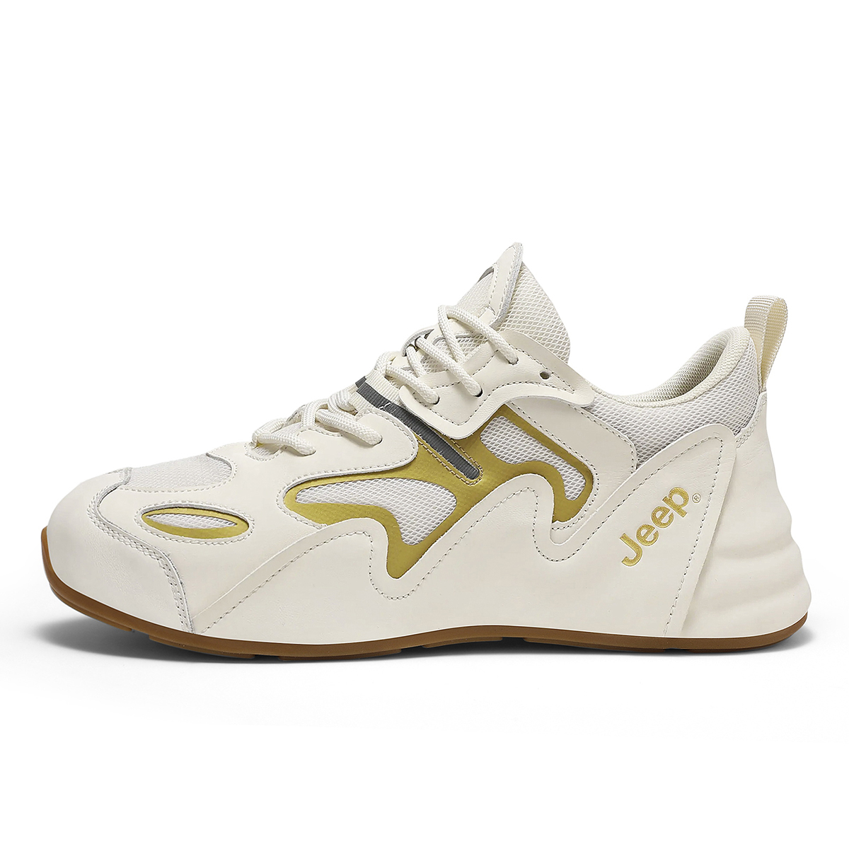 

Wandering Step мужские повседневные кроссовки low top с амортизацией, устойчивые к истиранию, увеличивающие рост Jeep, бежевый