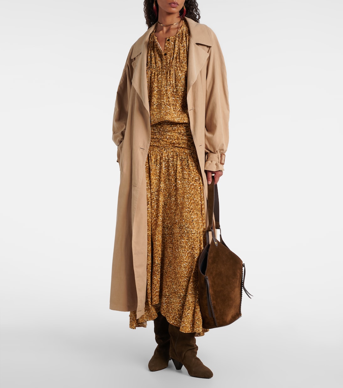 Блузка из смесового шелка с принтом Sally Isabel Marant, Ochre — фото 2