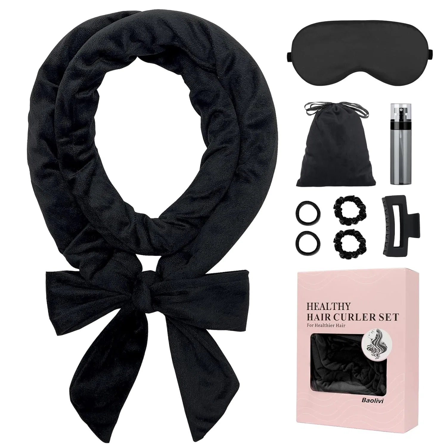Бигуди для завивки без нагрева «Velvet Heatless Curls Band» Baolivi, Black