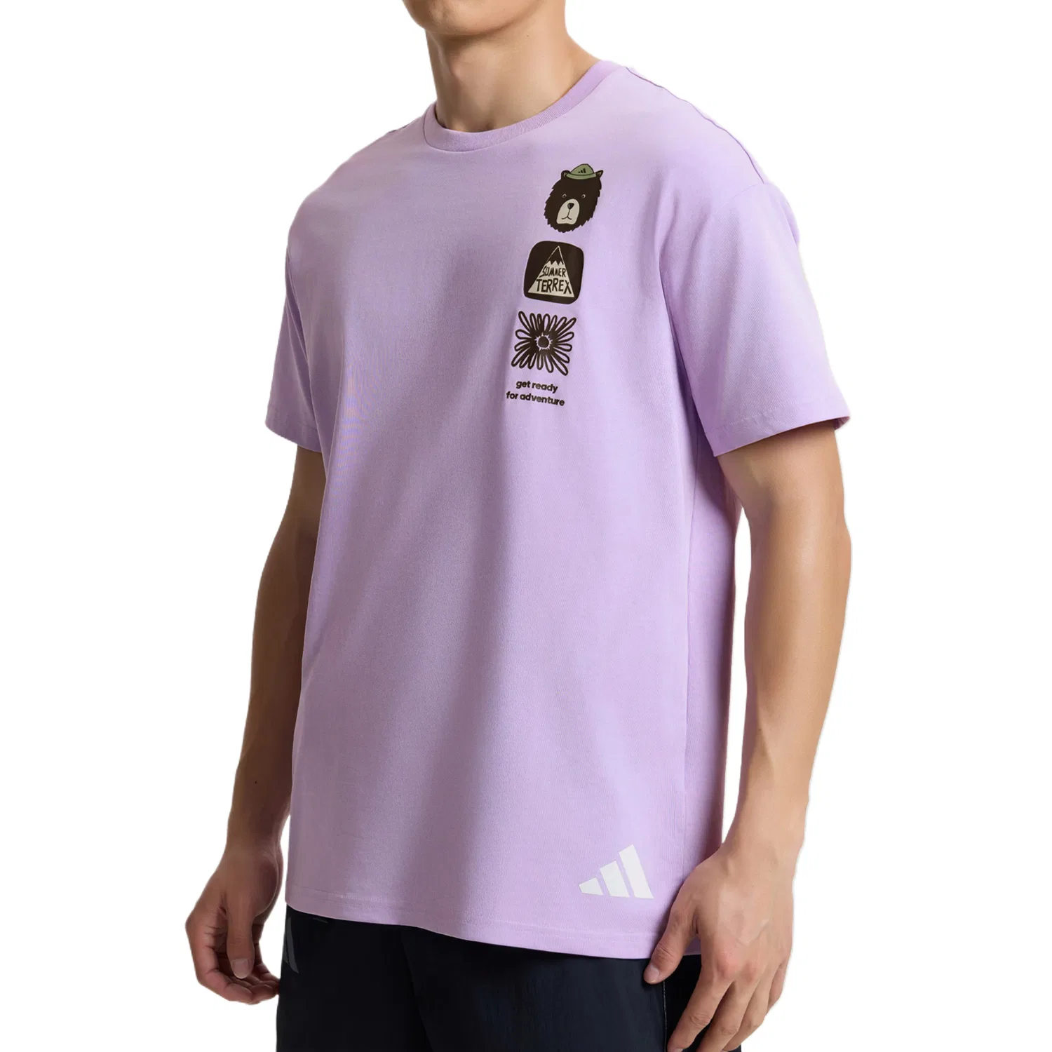 Футболка мужская Powder Plum Purple с круглым вырезом Adidas — фото 4
