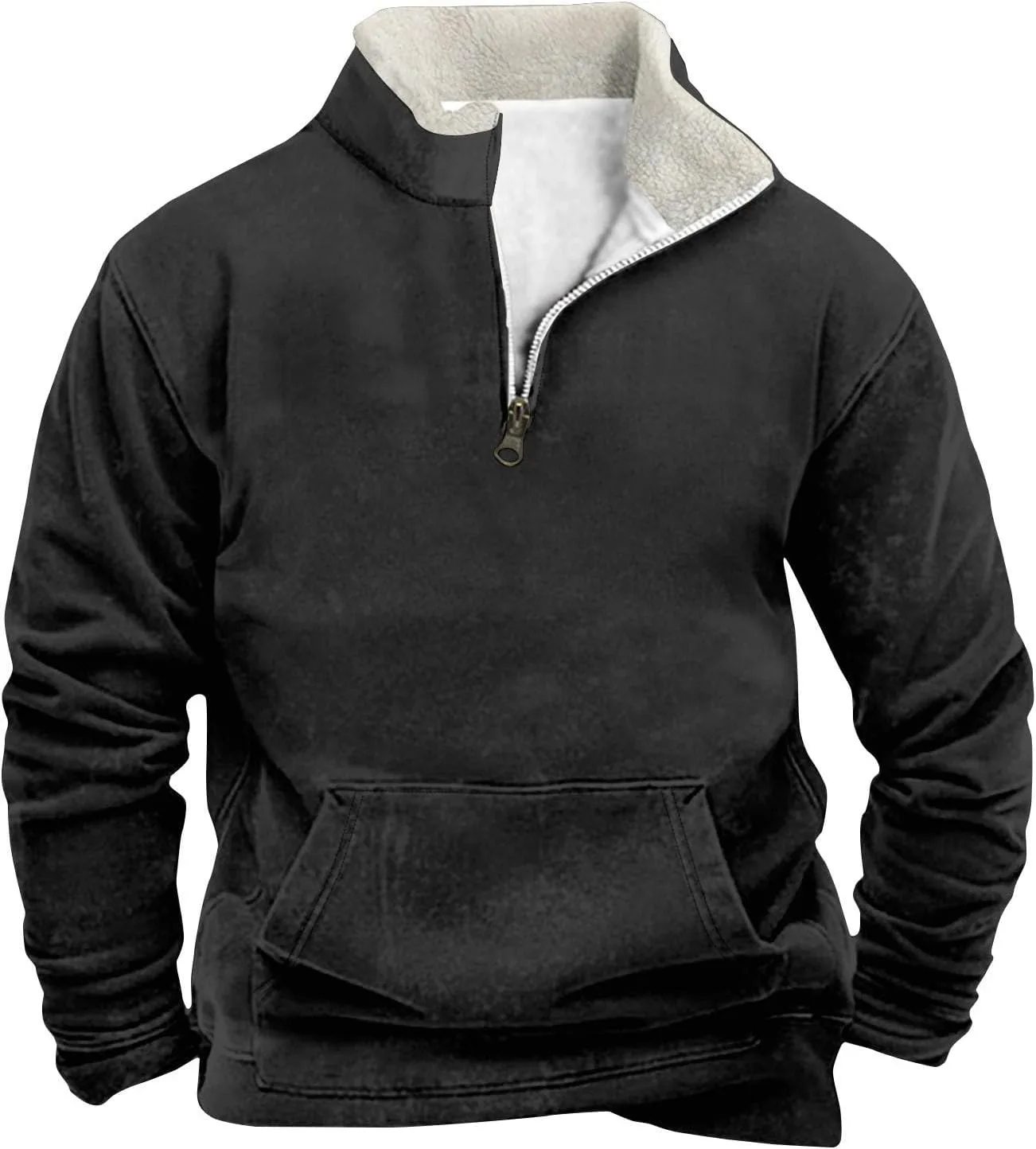 

Мужской свитер с воротником из флиса, Quarter Zip, M-5XL