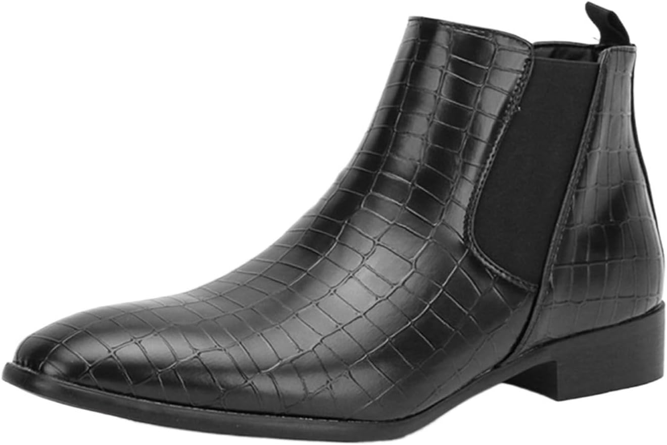 

Мужские модные ботинки Челси с крокодиловым принтом, на шнуровке, ботильоны с квадратным носком, повседневные ботинки с массивным каблуком из кожи для выпускного, свиданий и деловых встреч Generic, черный