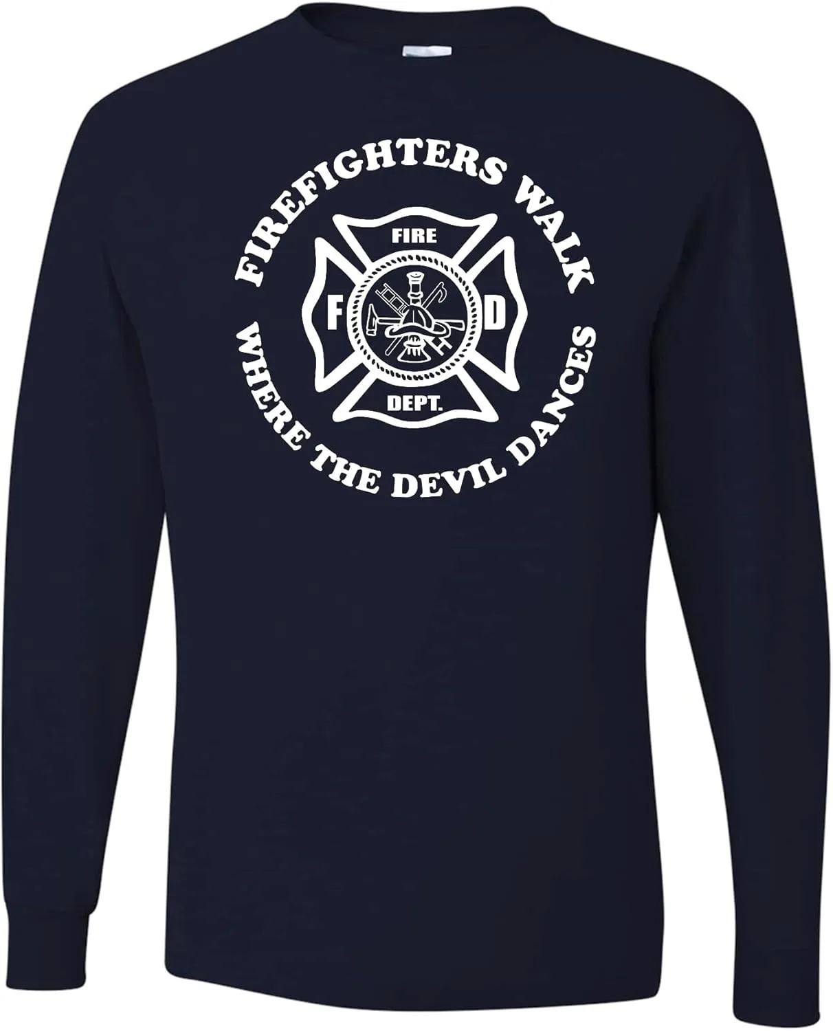 

Футболка мужская с длинным рукавом Wild Custom Apparel Firefighters Walk Where The Devil Dances Patriotic American Pride