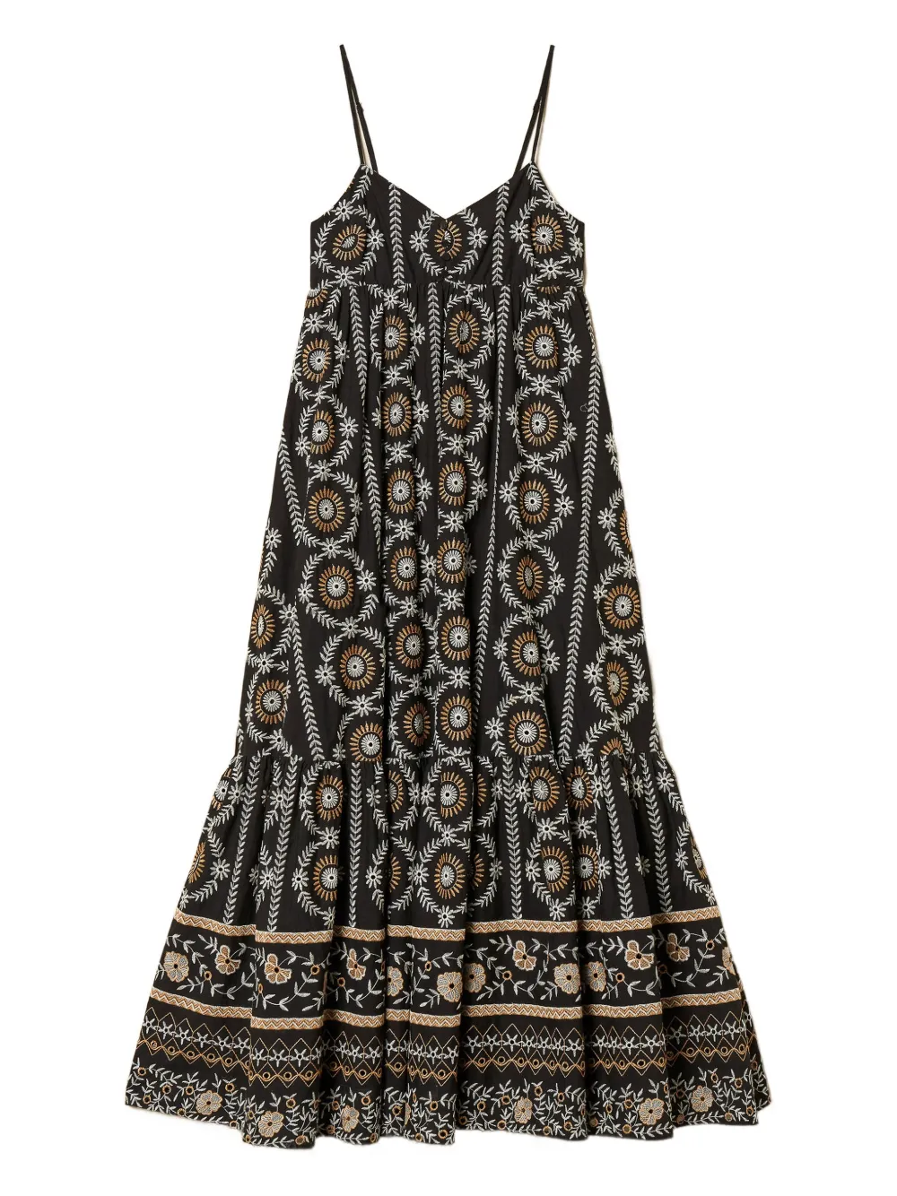 

Платье макси с английской вышивкой Twinset, черный