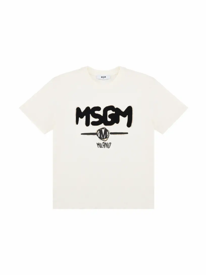

Хлопковая футболка с логотипом MSGM, бежевый