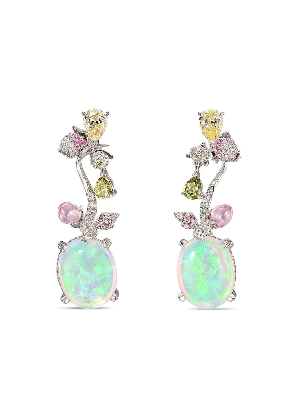 

Серьги Blush Opal Carnivora из белого золота и родия Anabela Chan, серебряный