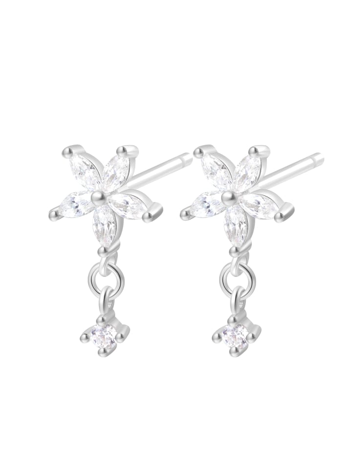 

Hey Happiness Серьги-гвоздики в виде цветка с кубическим цирконием, серебро 925 пробы