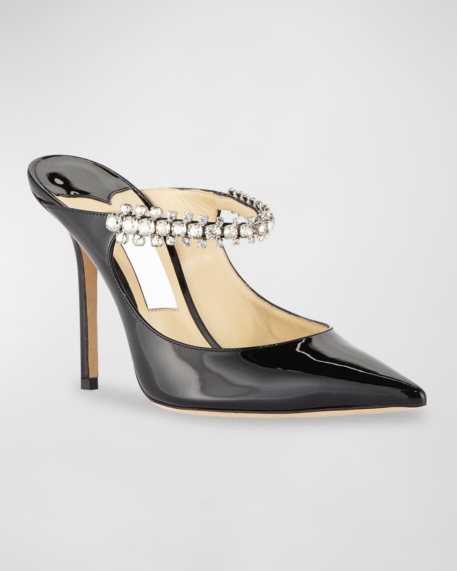 Патентованные туфли без задника Bing с драгоценными камнями Jimmy Choo