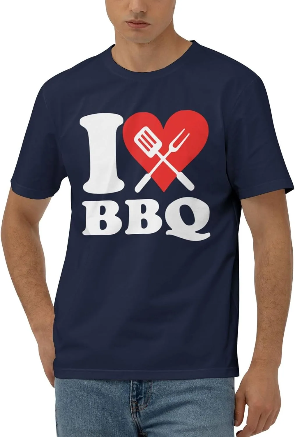 

Футболка мужская I Love BBQ с коротким рукавом, Cotton, Quick-Drying, Black JYEXSEIZ
